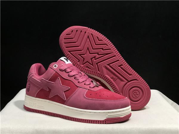 Men's Bape Sta Low Top Leather Pink Shoes 0020